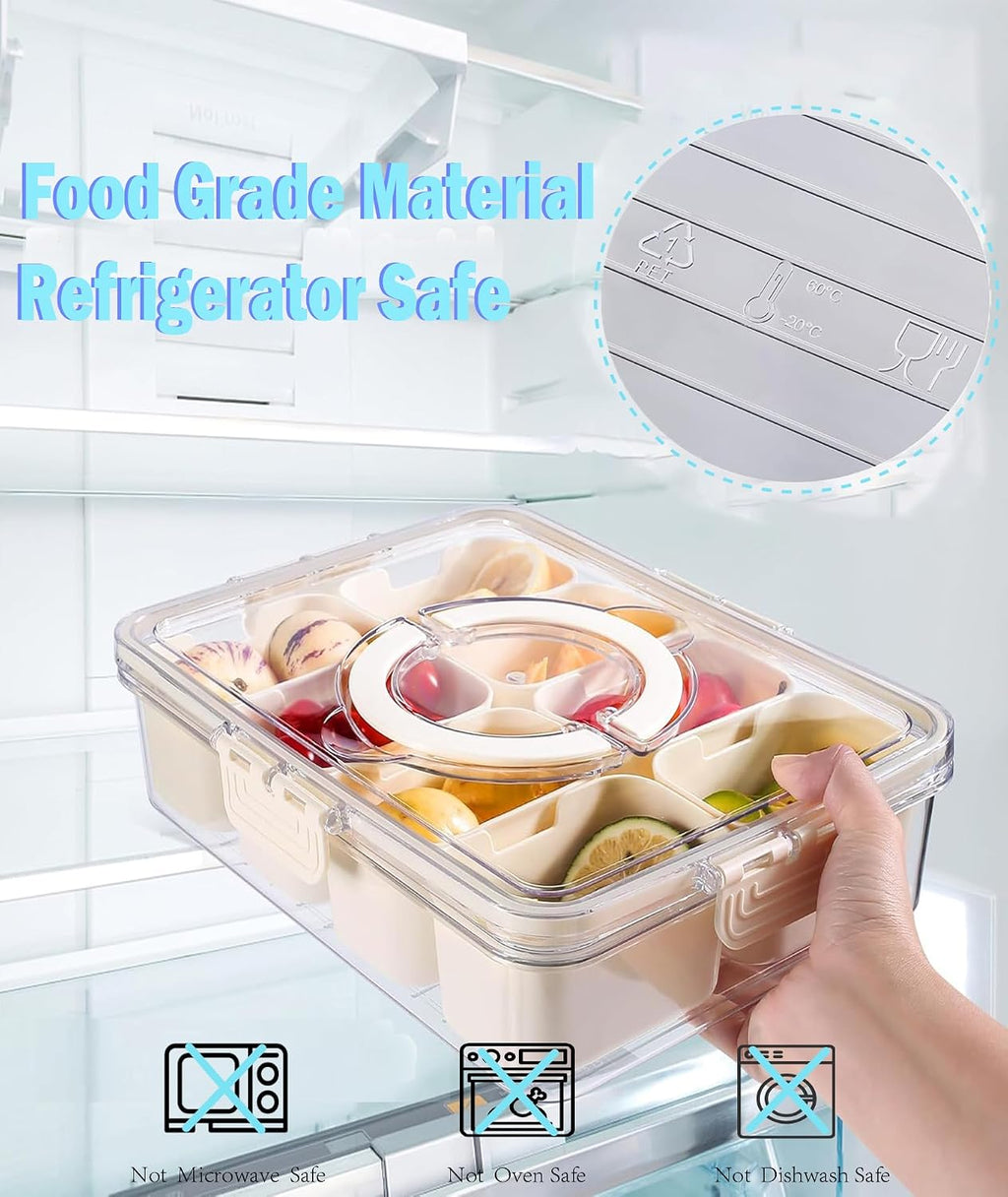 Snackbox 8 Faecher mit Deckel und Griff Serviertablett Picknick