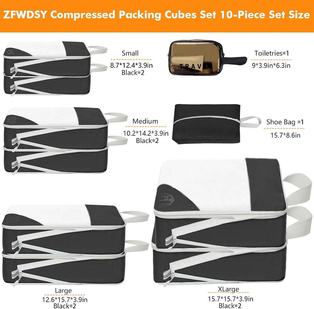 10er Pack Kompressions Packing Cubes Koffer Organizer Reise-Set
