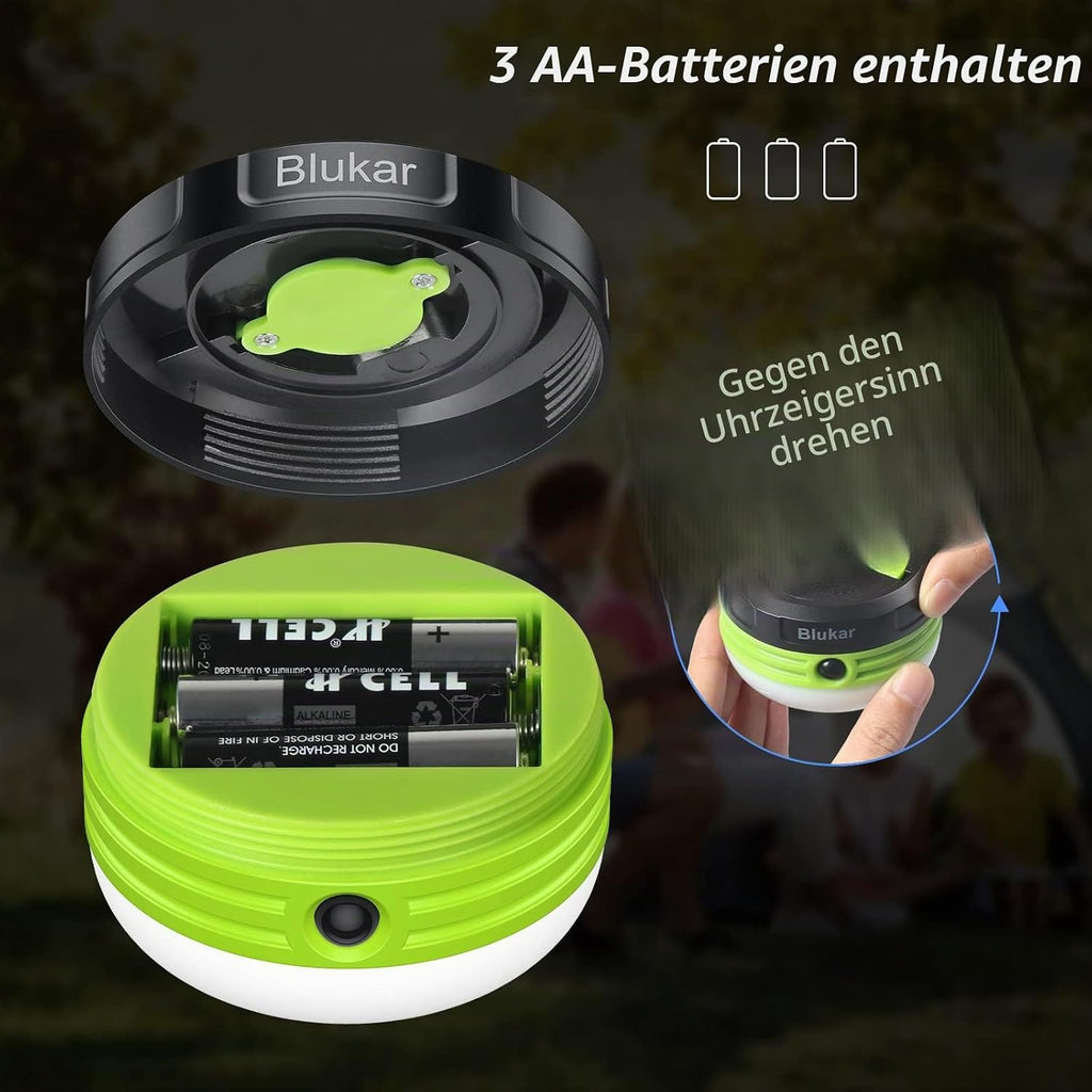 Blukar LED Campinglampe Mini, 3 Helligkeitsstufen, Magnet, Wasserdicht