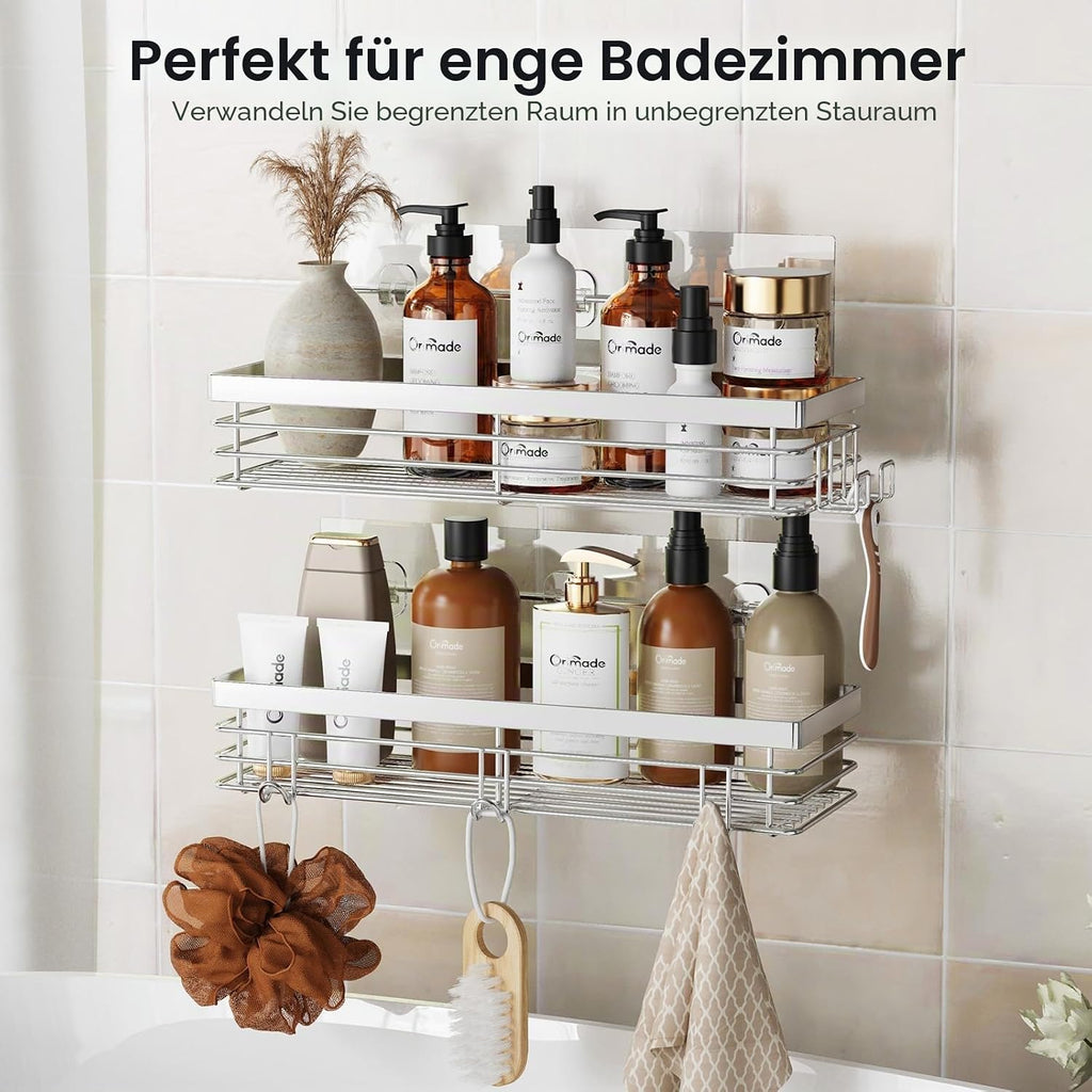 Orimade Duschregal Edelstahl zum Kleben Ohne Bohren 2er Set