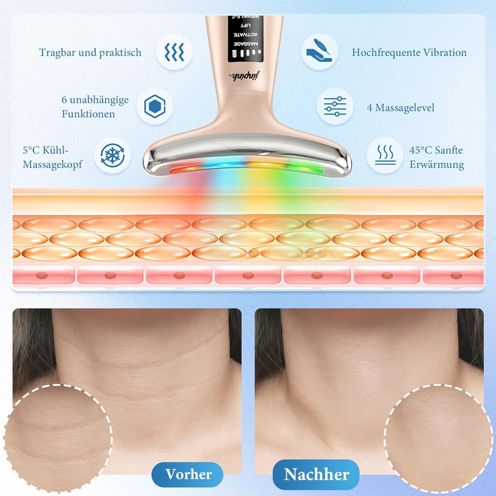 Gua Sha EMS Gesichtsmassagegeraet mit Kaelte Waerme LED Lifting Straffung