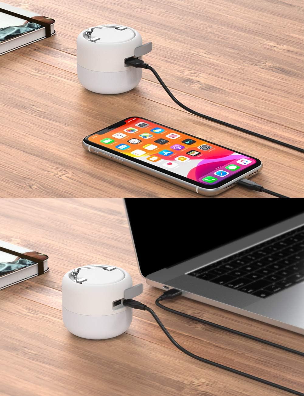 Campinglampe LED USB 5200 mAh stufenlos dimmbar 4 Helligkeitsstufen Magnet