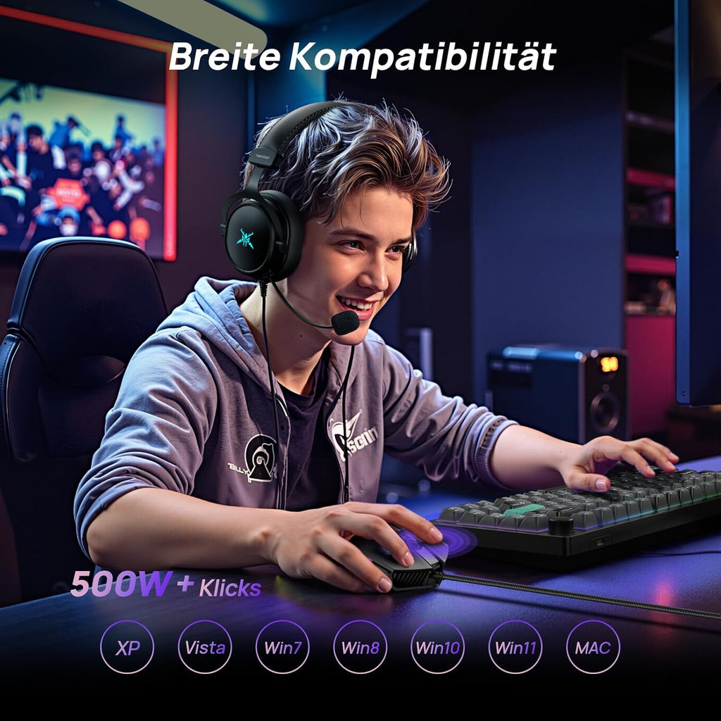 TeckNet Gaming-Maus kabelgebunden 12800 DPI RGB 8 Tasten Rechtshaender