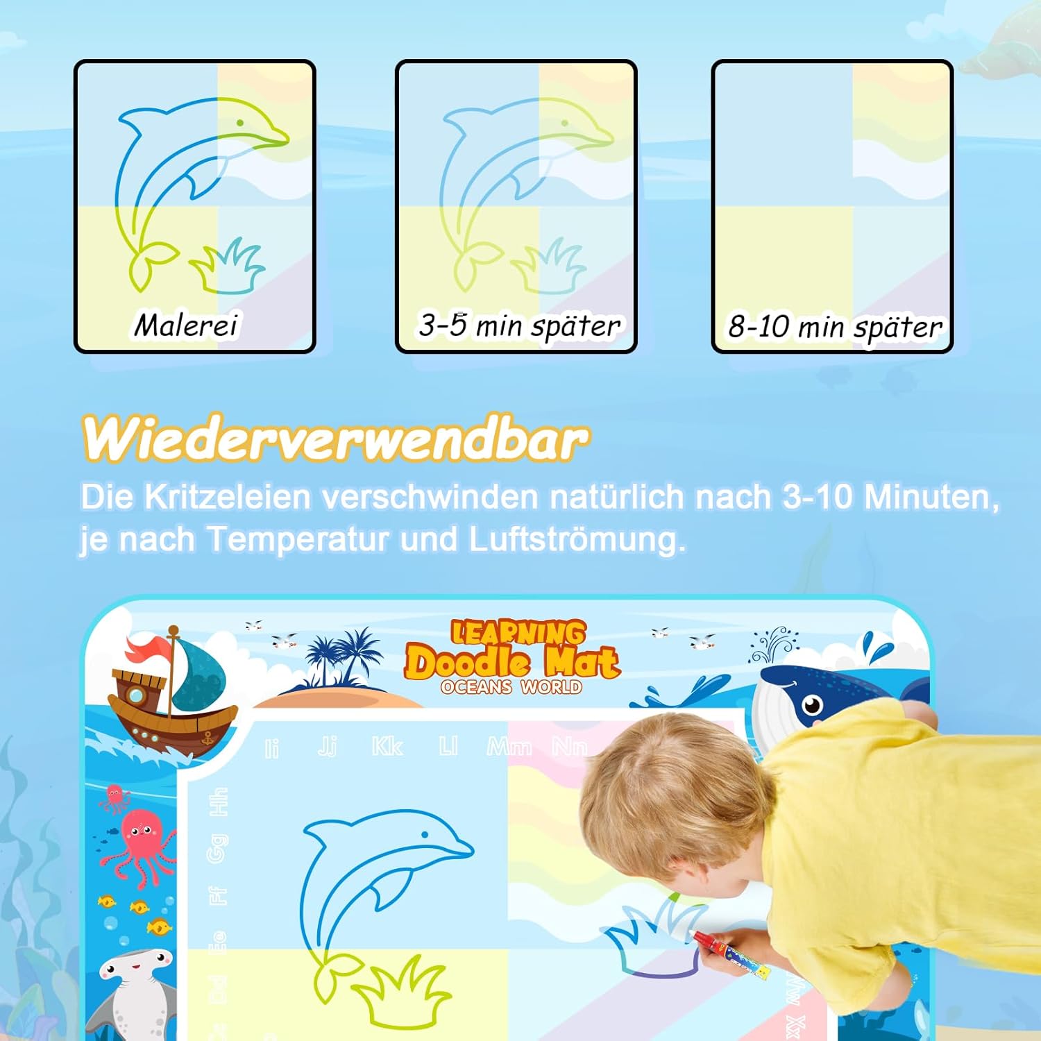Wasser-Malmatte 100x80 cm wiederverwendbar fuer Kleinkinder ab 1 Jahr