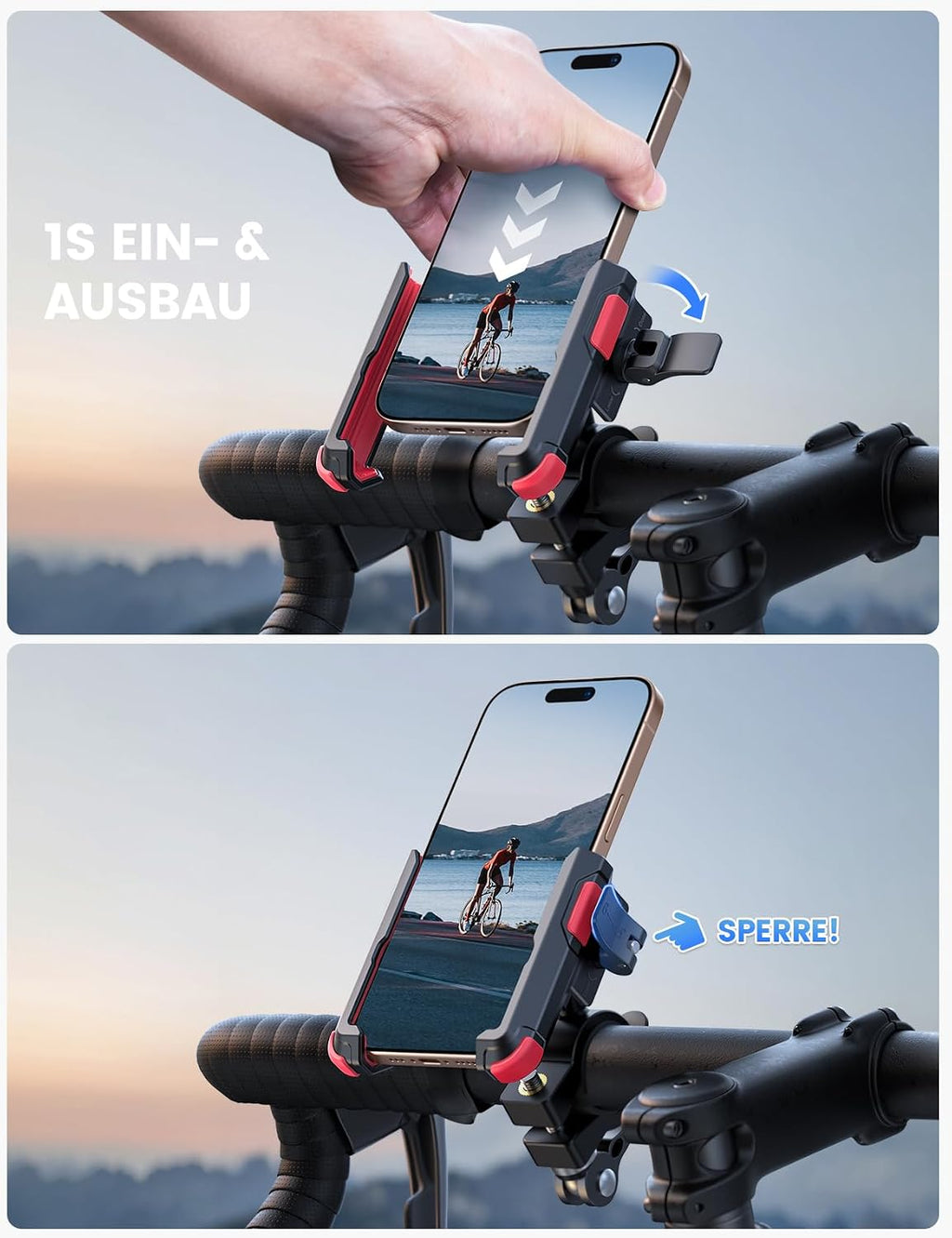 Fahrrad Lenkerhalterung 360° drehbar fuer Smartphone Universal