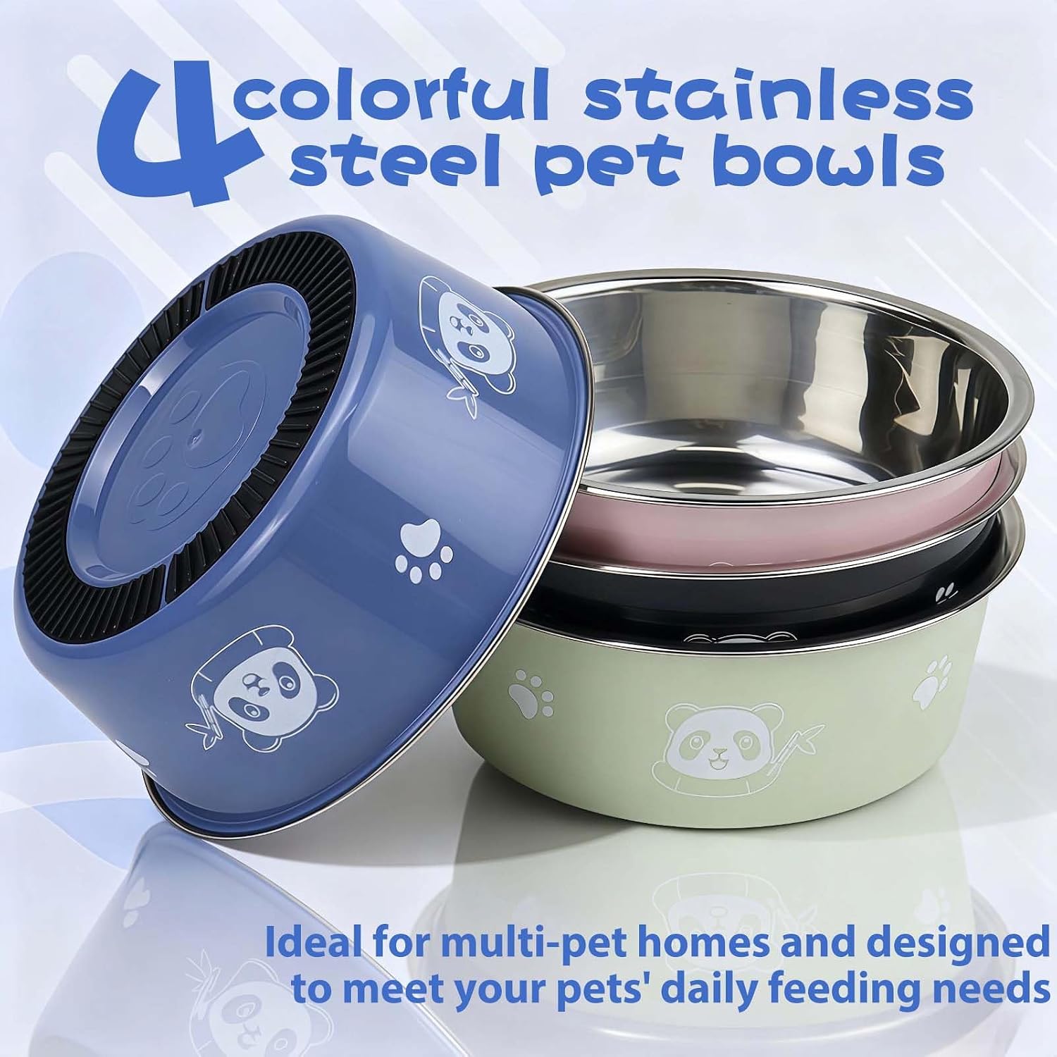4x Katzennapf Edelstahl 14 cm Futternapf Set Rutschfest Katze Hund