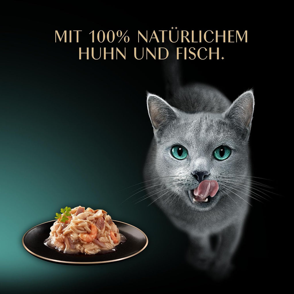 SHEBA Filets in Sauce Katzenfutter 16 x 60 g | Huhn Hochseefisch Garnelen