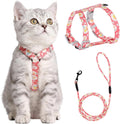 PETTOM Katzengeschirr Blumenmuster mit Leine ausbruchsicher verstellbar S-M