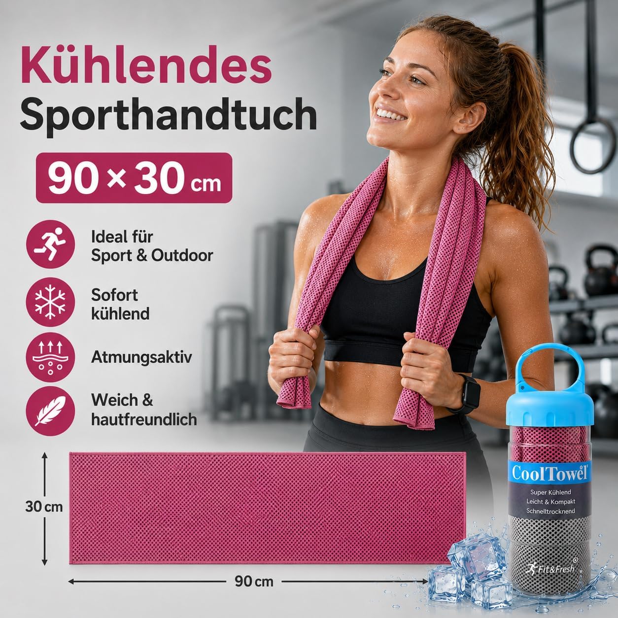 Kuehltuch Set fuer Sport Outdoor - kuehlend, atmungsaktiv, schweissabsorbierend