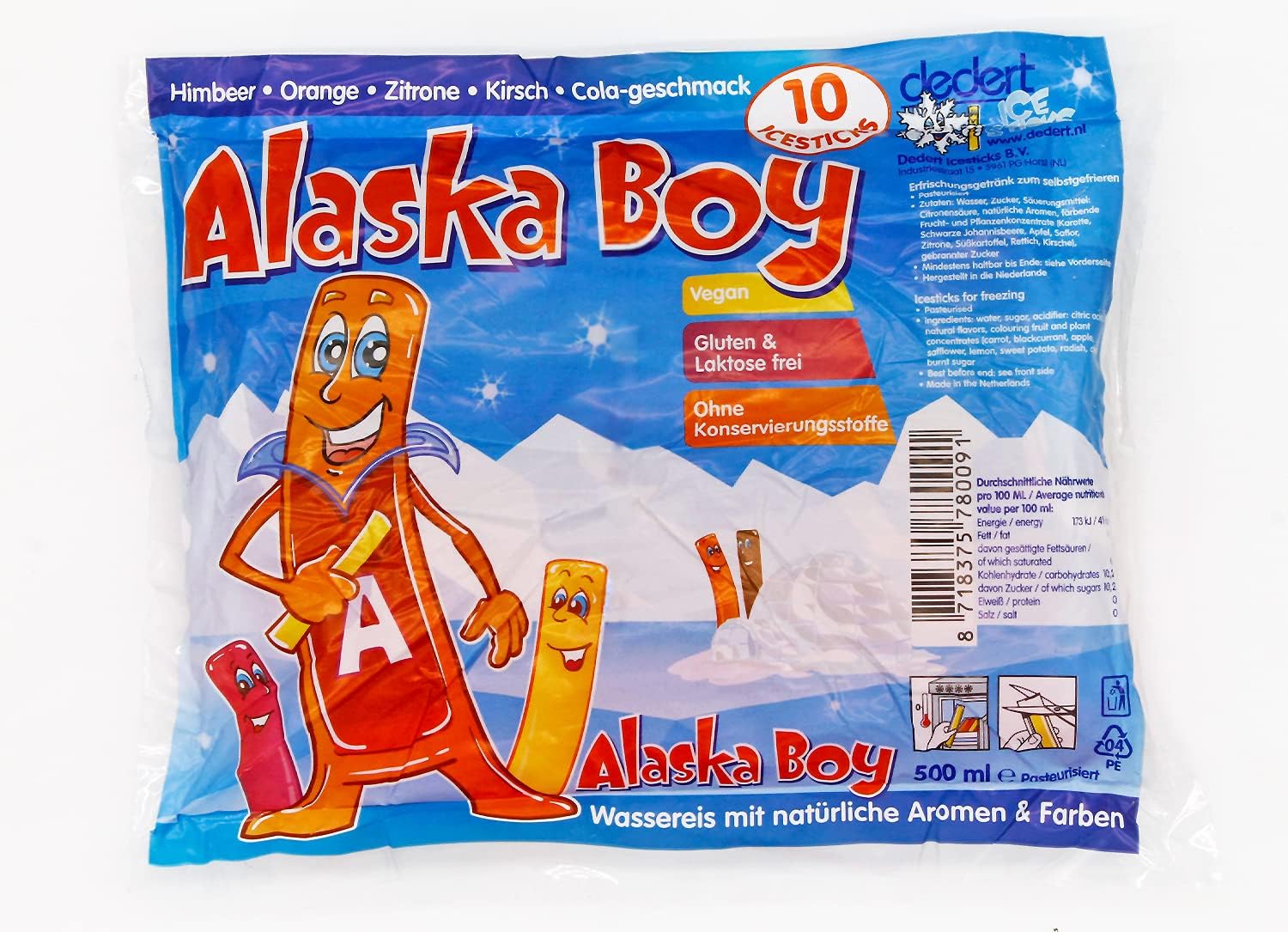 Alaska Boy Icesticks 200×50ml Wassereis - 5 Sorten - vegan & glutenfrei