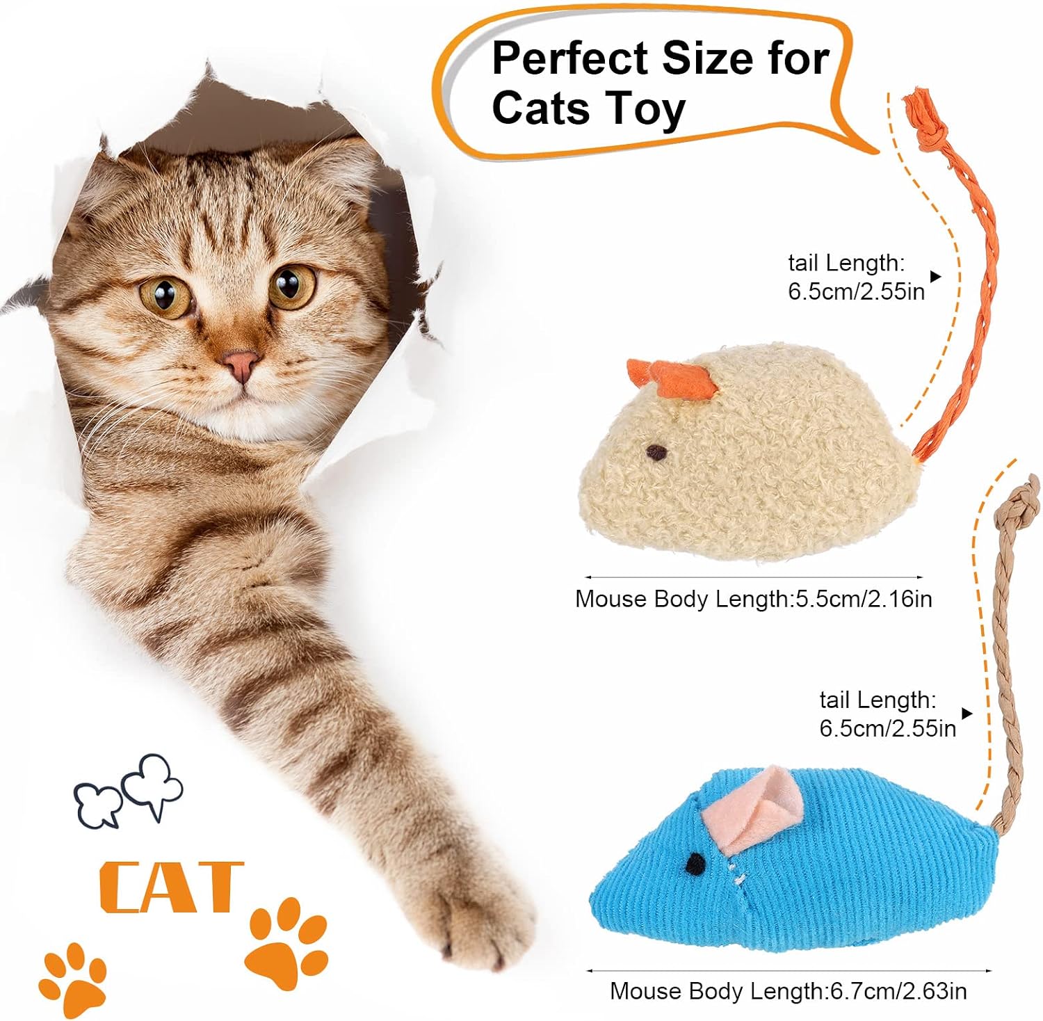 9er Set Katzenminze Plüsch Mäuse Spielzeug für Katzen Kitten
