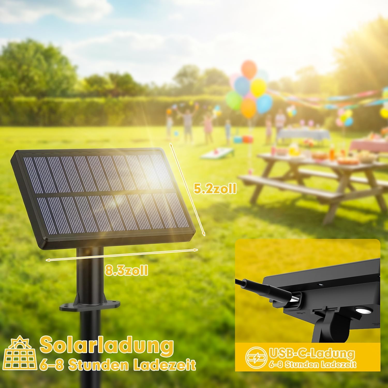 Warlisou Solar Lichterkette G40 14m mit Fernbedienung wetterfest fuer Garten