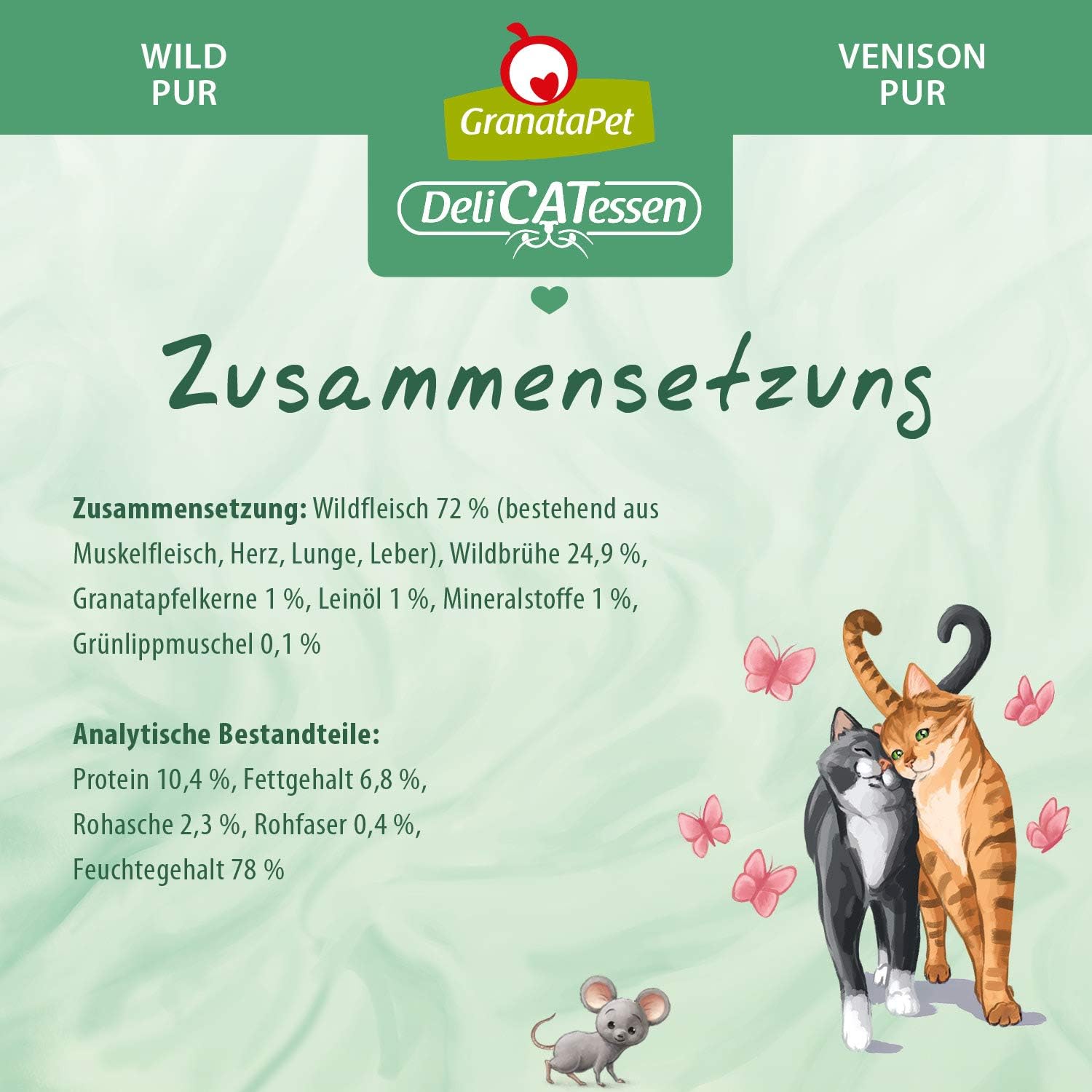 GranataPet DeliCatessen Wild Nassfutter fuer Katzen 6x400g, verschiedene Sorten 8