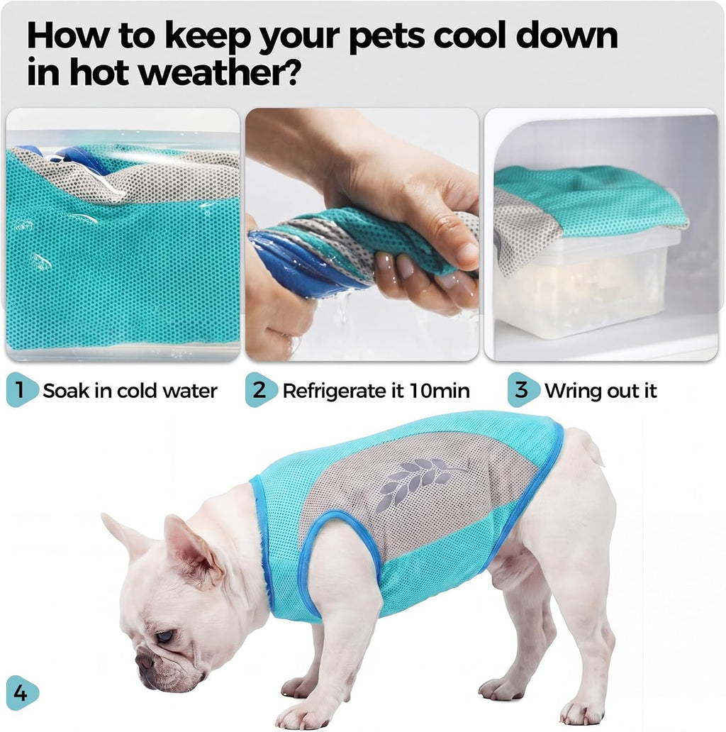Hundekuehlweste Blau Sommer Kuehljacke Sonnenschutz Outdoor S-XXL