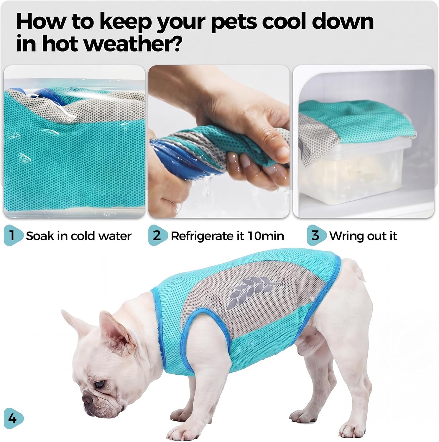 Hundekuehlweste Blau Sommer Kuehljacke Sonnenschutz Outdoor S-XXL