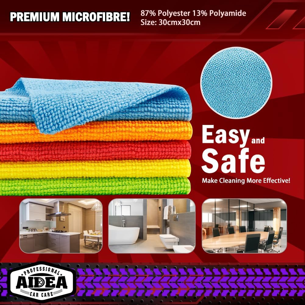 AIDEA Mikrofasertuecher 100 Stueck 30x30 cm Reinigungstuecher Haushalt