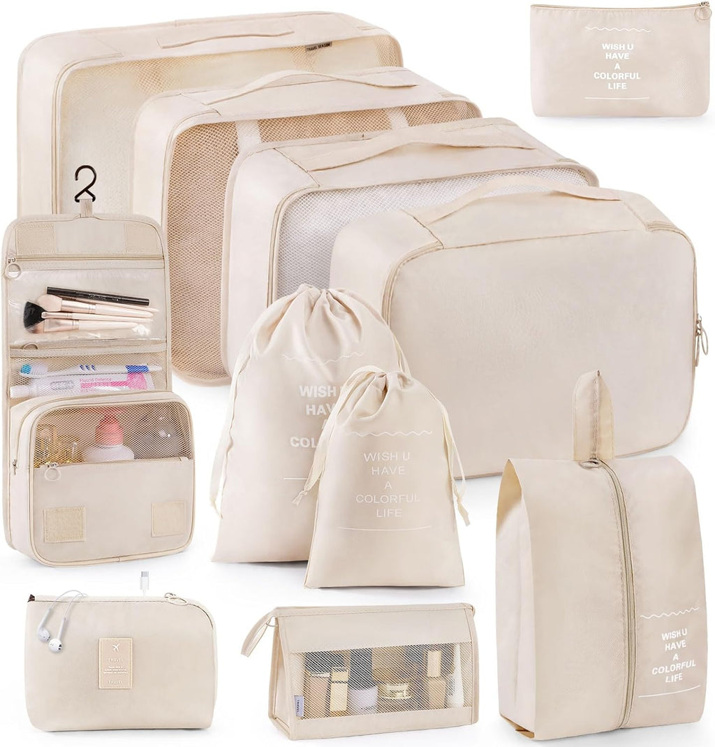 11‑teiliges Koffer Organizer Set Reise Packwuerfel mit Kulturbeutel