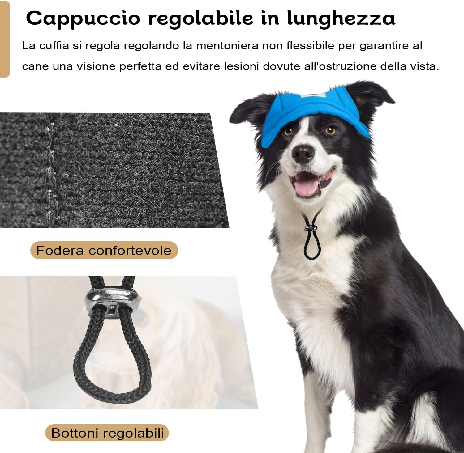 LATRAT Hunde Baseballmuetze verstellbar mit Ohrloechern Sonnenschutz S-XL Blau
