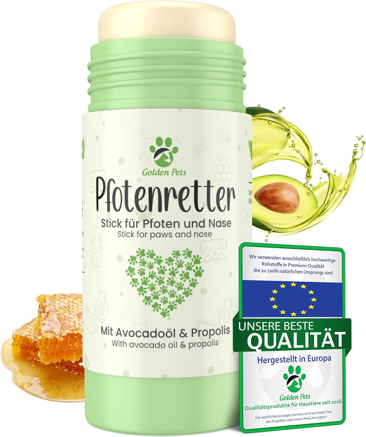 Golden Pets Pfotenbalsam Stick mit Propolis und Avocado - Nasenschutz