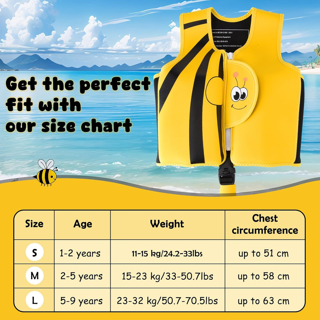 Fuqiduo Kinder Schwimmweste Neopren EPE mit verstellbarem Schrittgurt