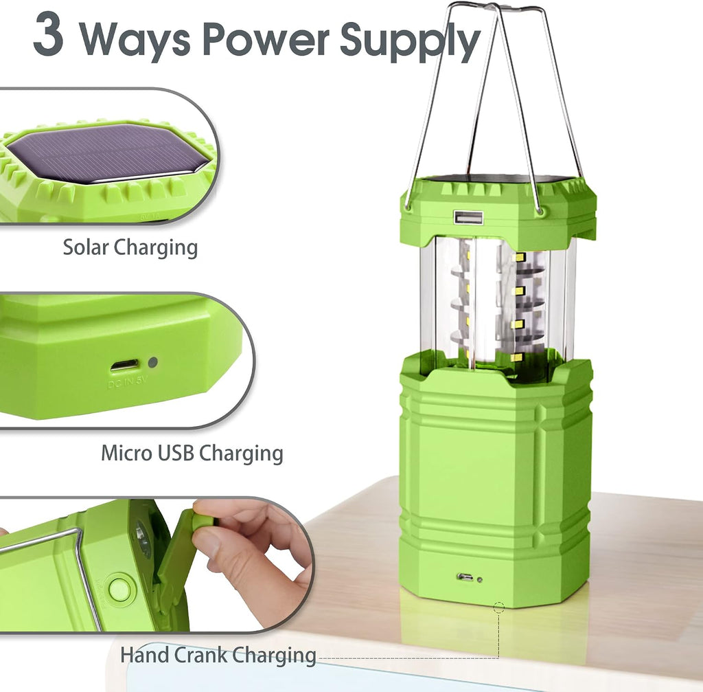 Mesqool Solar Handkurbel Camping Laterne LED 3000mAh Powerbank Typ C
