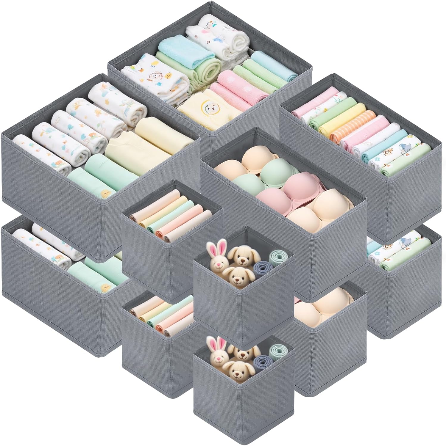 12er Set faltbare Schubladen Organizer Aufbewahrungsboxen fuer Kleiderschrank