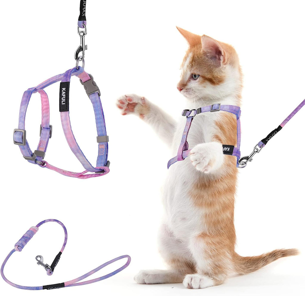 TIESOME Katzengeschirr mit Leine und Halsband, verstellbar, ausbruchsicher, Farb