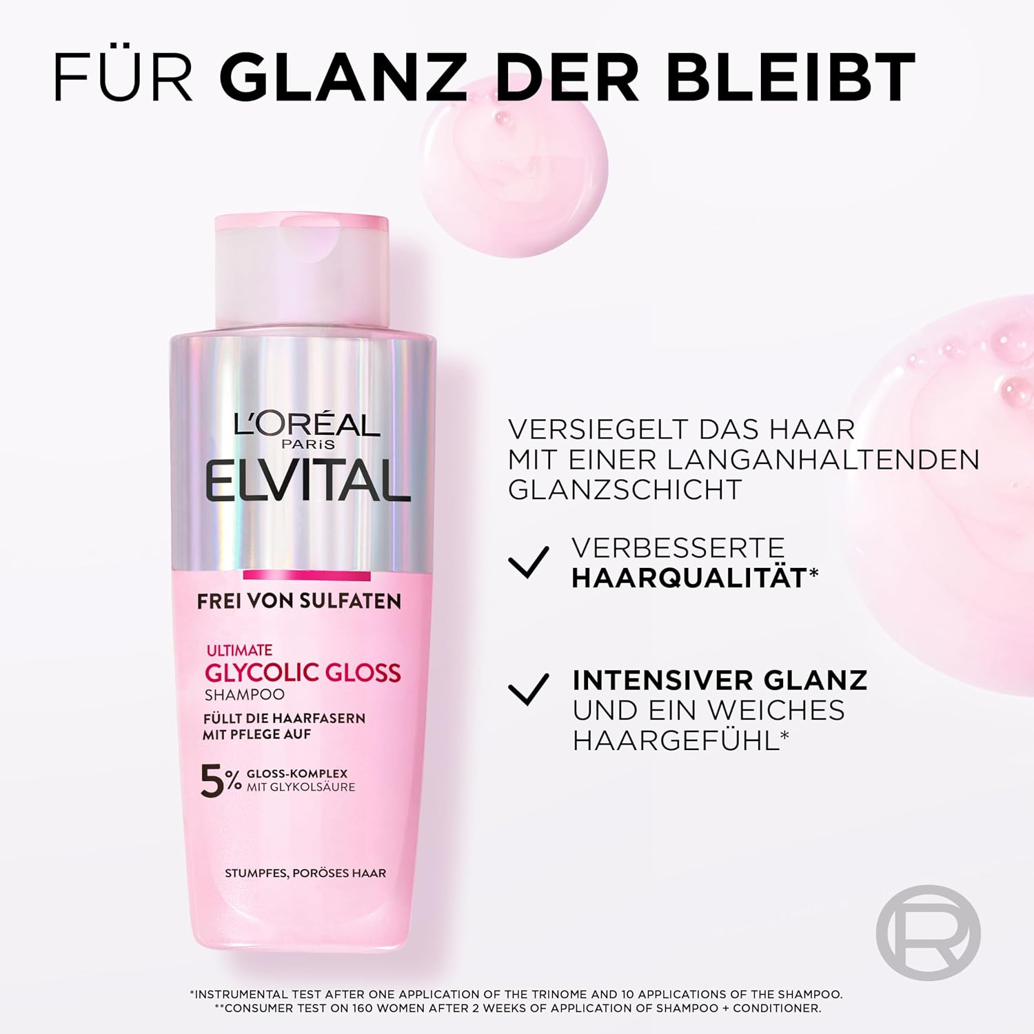 L’Oréal Paris Elvital Glycolic Gloss 3-teilig Shampoo Spuelung Haar-Laminierung