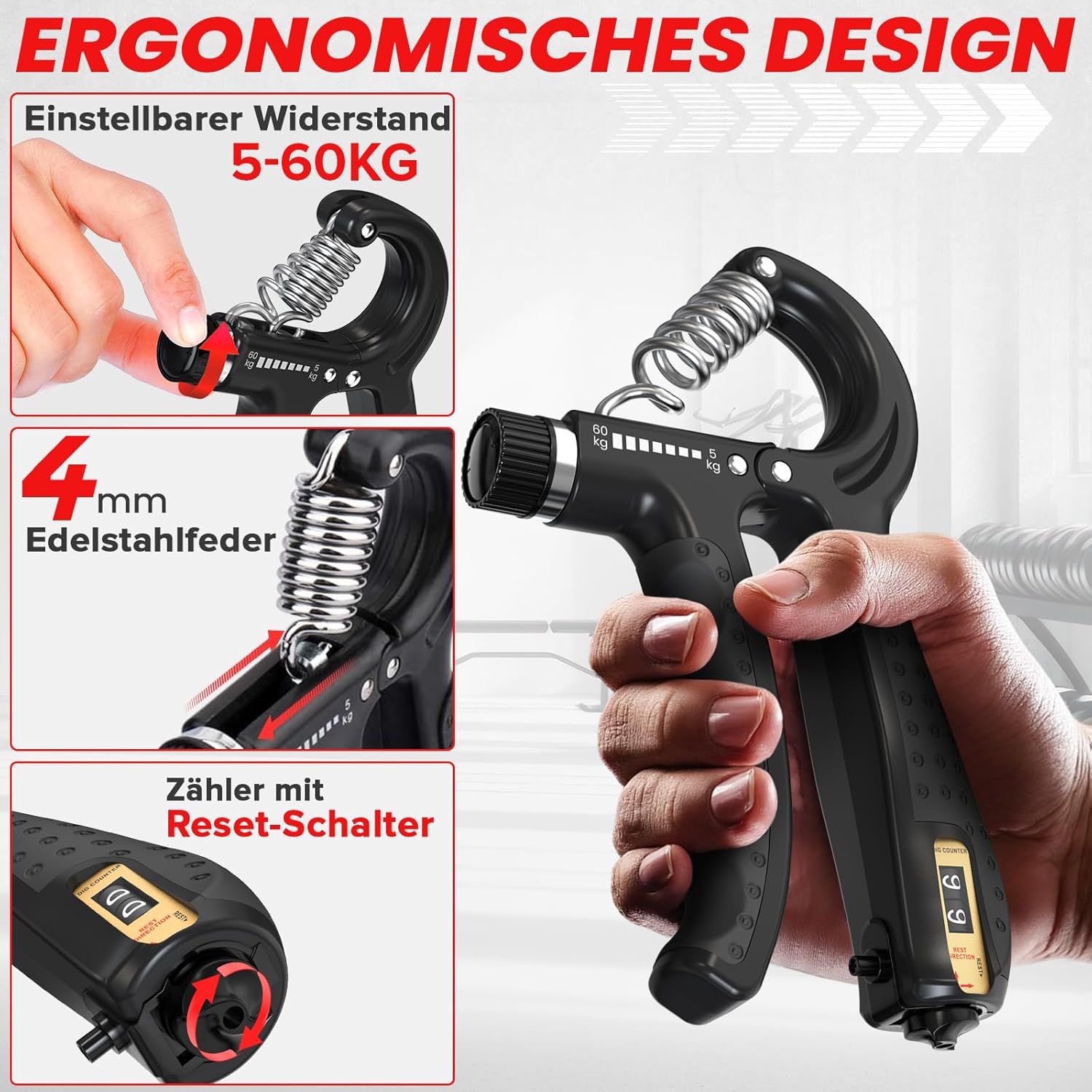 FUNFLEX Handtrainer Set 5-teilig Fingertrainer Griffkraft Unterarmtraining