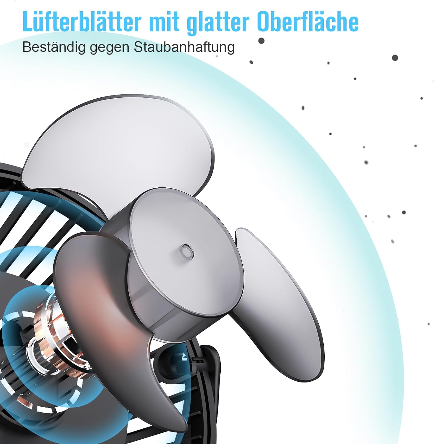 HONYIN Mini Ventilator mit Clip 720° drehbar USB 3 Stufen starke Klammer