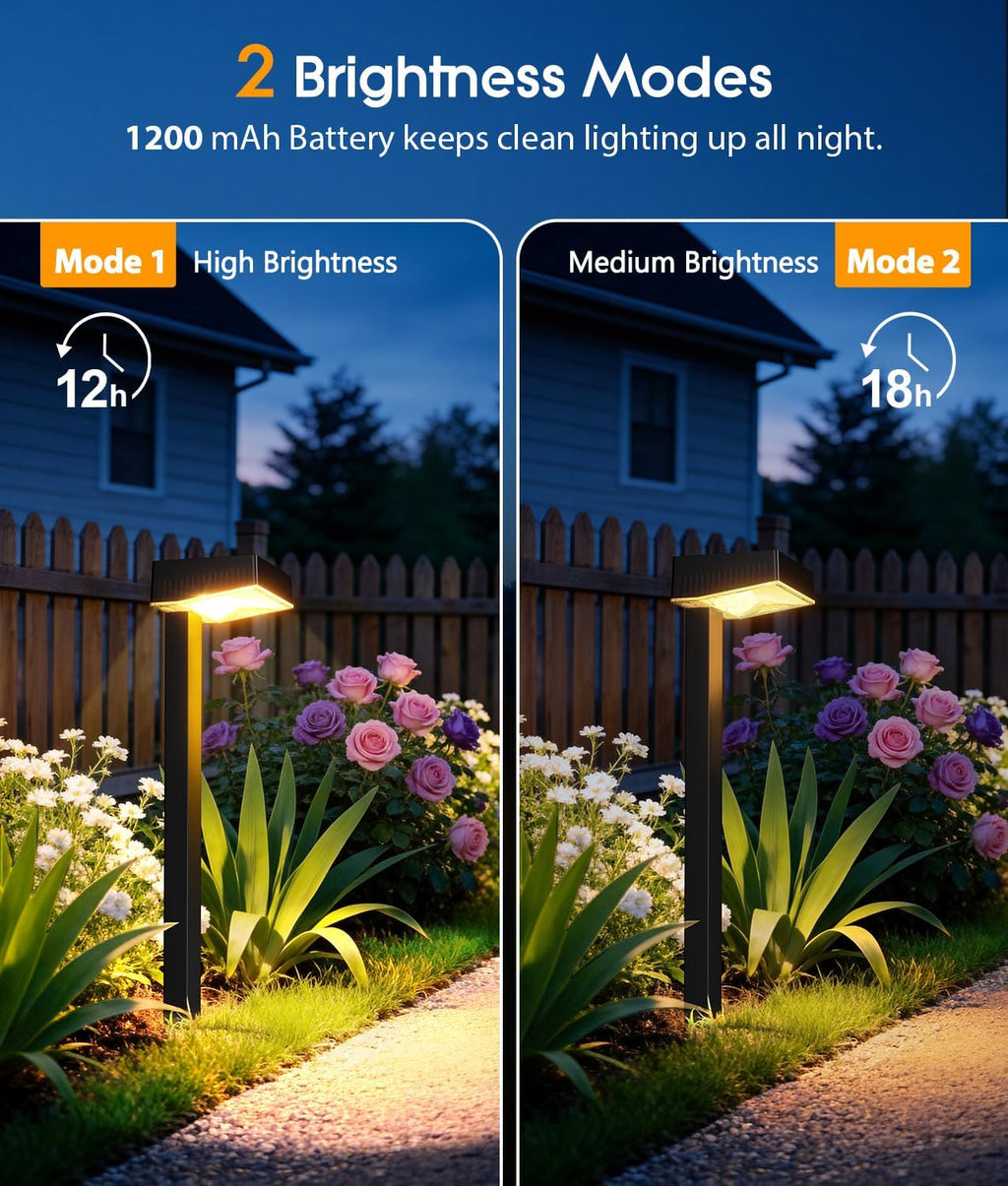 RECHOO 6er Solarleuchten Aussen Warmweiss 1200mAh IP65 2 Modi Gartenweg