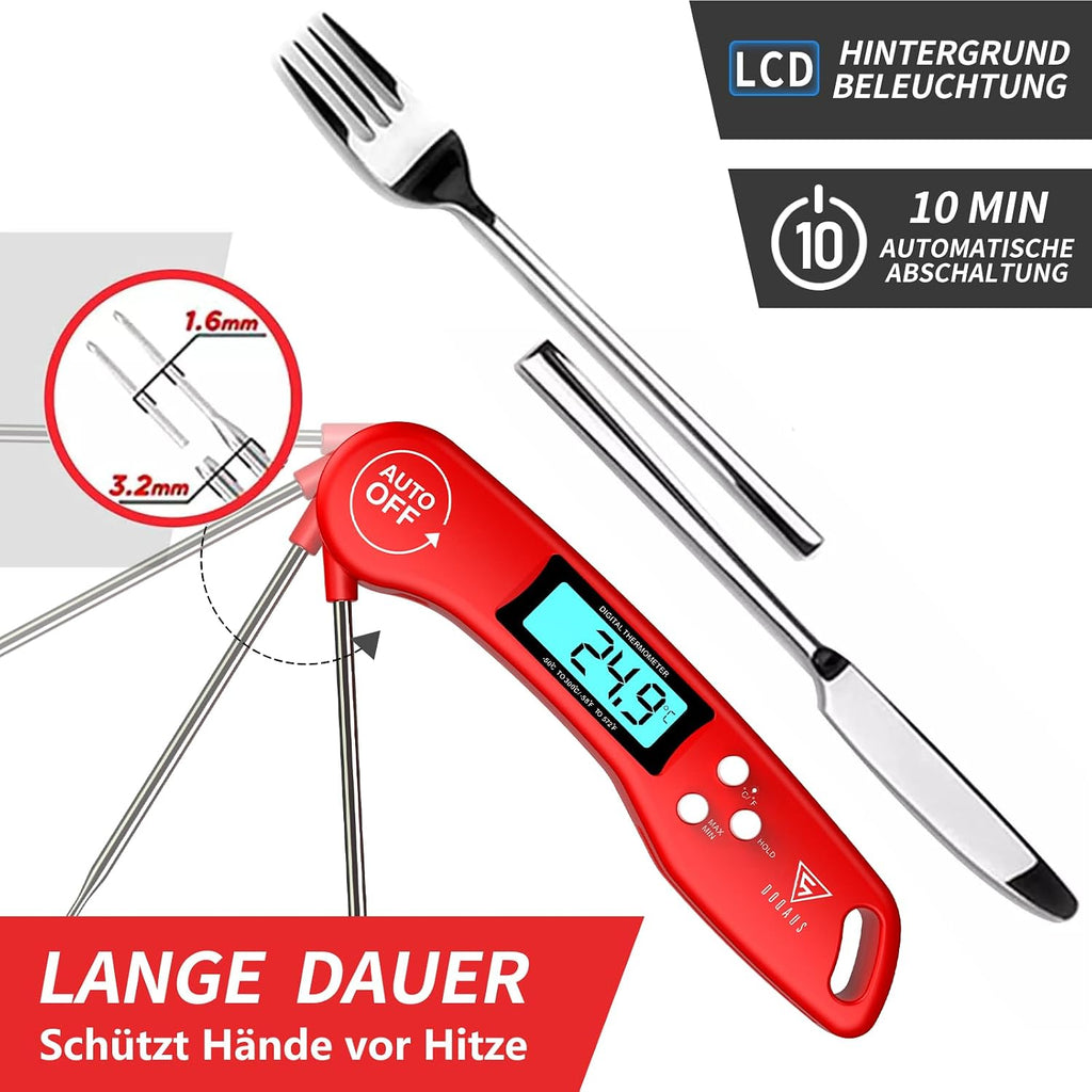 DOQAUS digitales Fleischthermometer mit langer Sonde LCD 3s Messung