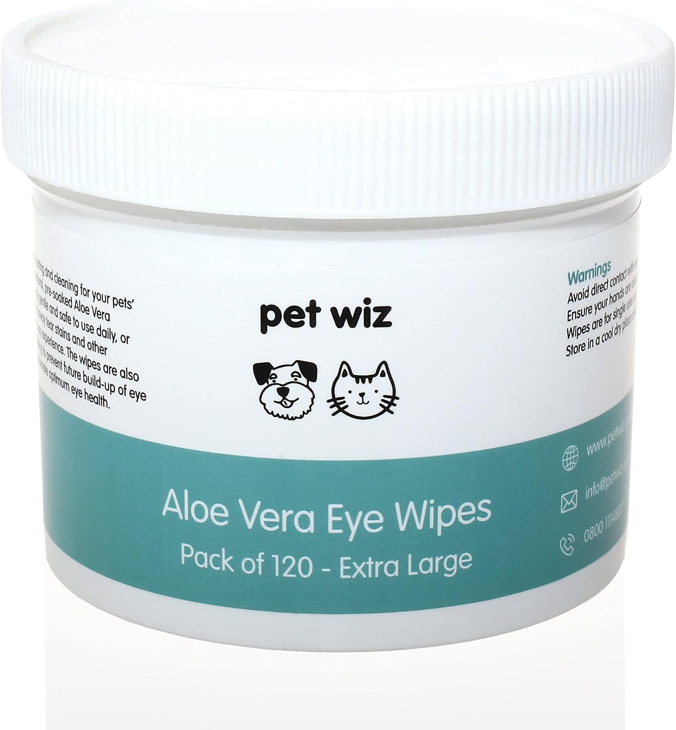 Pet Wiz Aloe Vera Augenwischtuecher fuer Hunde und Katzen Groesse XL 1 Dose