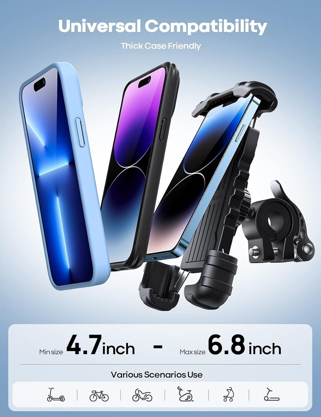 Universal Fahrrad Motorrad Lenkerhalter 360° drehbar fuer Smartphone
