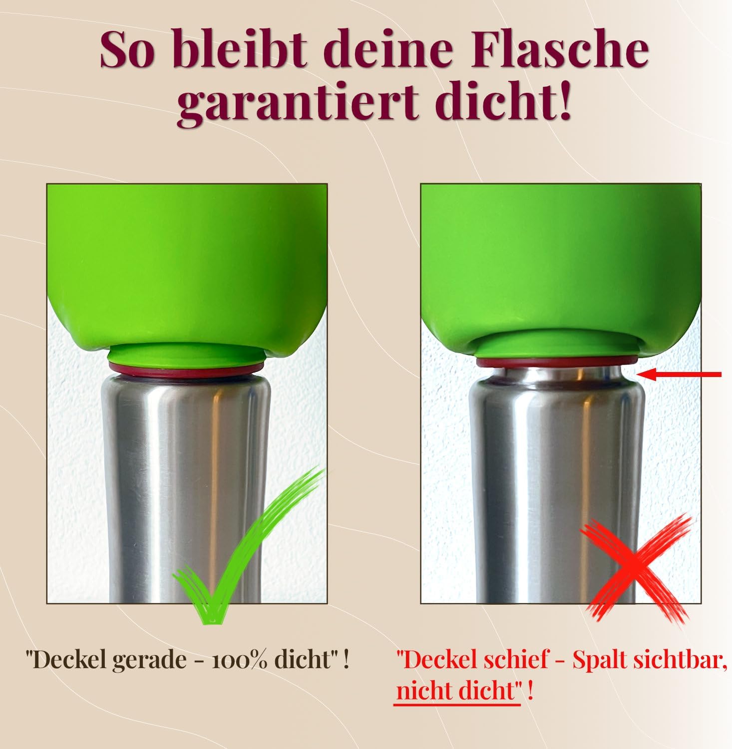 GIZZY Trinkflasche fuer Hunde Edelstahl auslaufsicher mit Handtuch