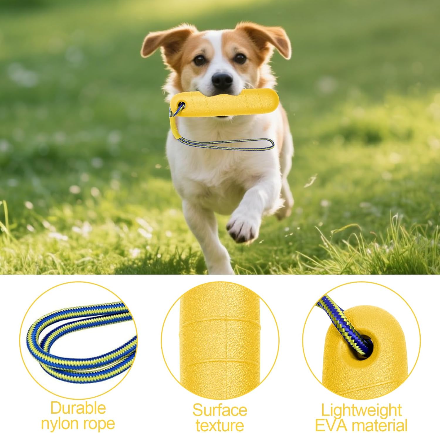 Hundespielzeug 22 cm schwimmend mit Nylonseil fuer mittelgrosse und grosse Hunde