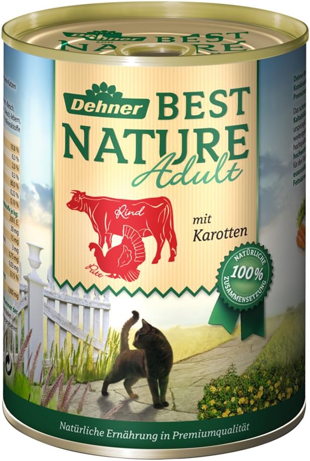 Dehner Best Nature Katzenfutter Adult Rind Pute mit Karotten 6x200g Nassfutter