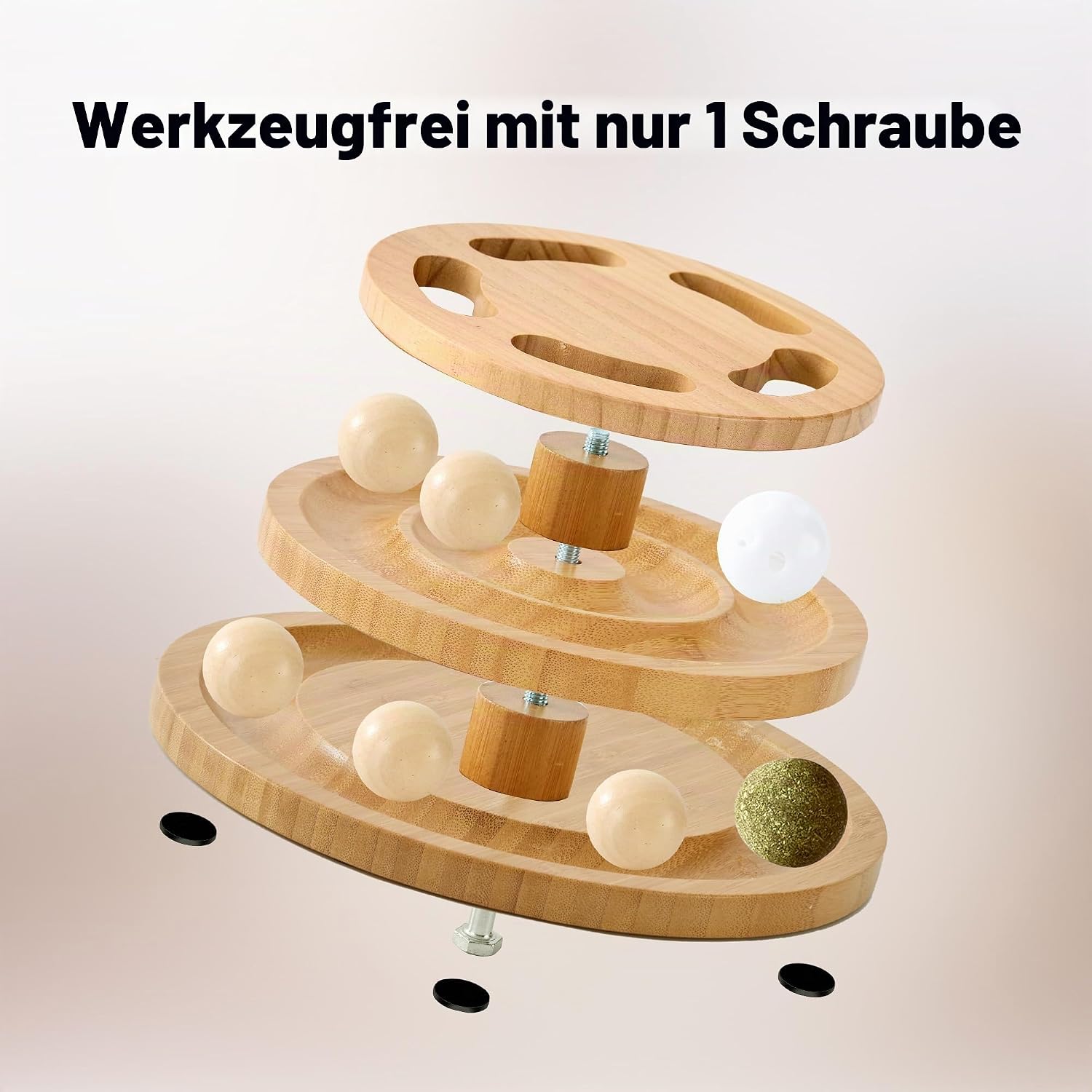 Holz Katzenspielzeug Puzzle mit Kugelbahn interaktives Intelligenzspiel
