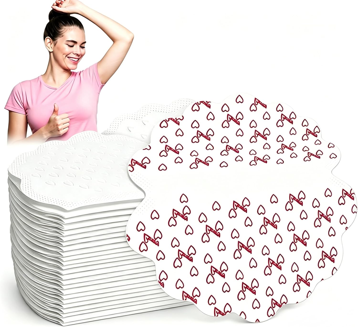 40 Stueck zuschneidbare Achselpads Damen, extra saugfaehig, unsichtbar, atmungsakt