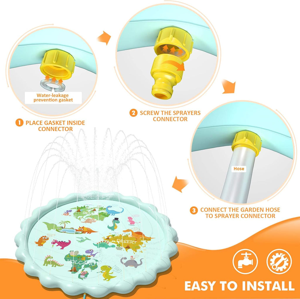 Peradix Wasserspielmatte 200 cm Sprinkler Splash Pad verstellbar rutschfest