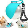 Hunde Trinkflasche 285ml aus Edelstahl mit faltbarem Silikonnapf blau