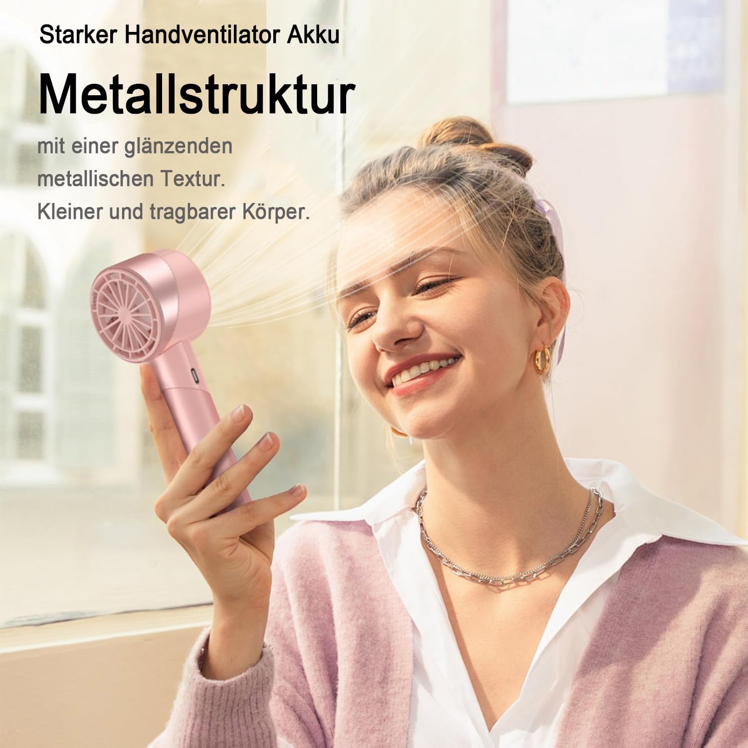 Handventilator Akku wiederaufladbar USB Metall Mini 7000 rpm Tragbar Turbo