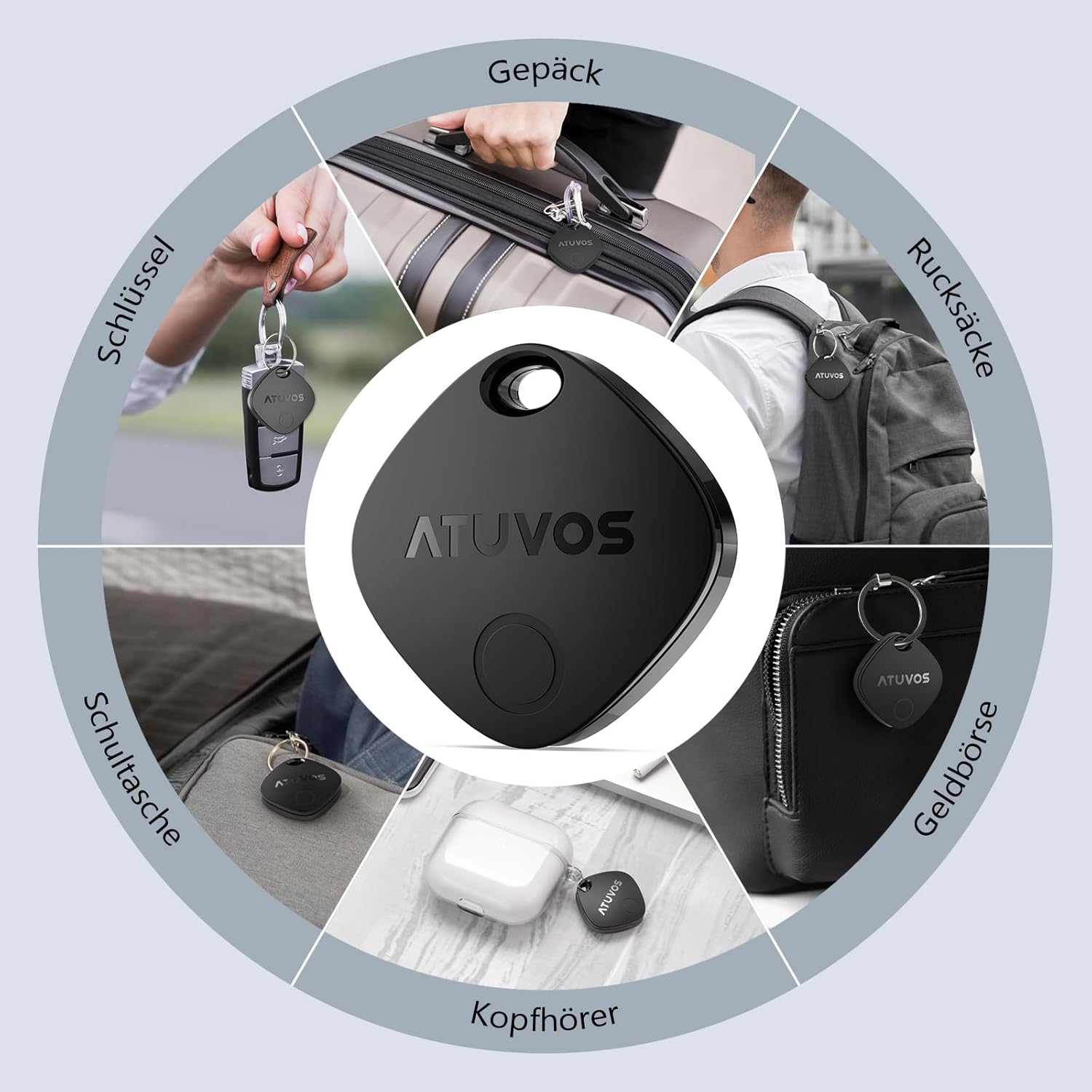 ATUVOS AirTag Pro Bluetooth Tracker fuer Android und iOS Dual-System Schluessel