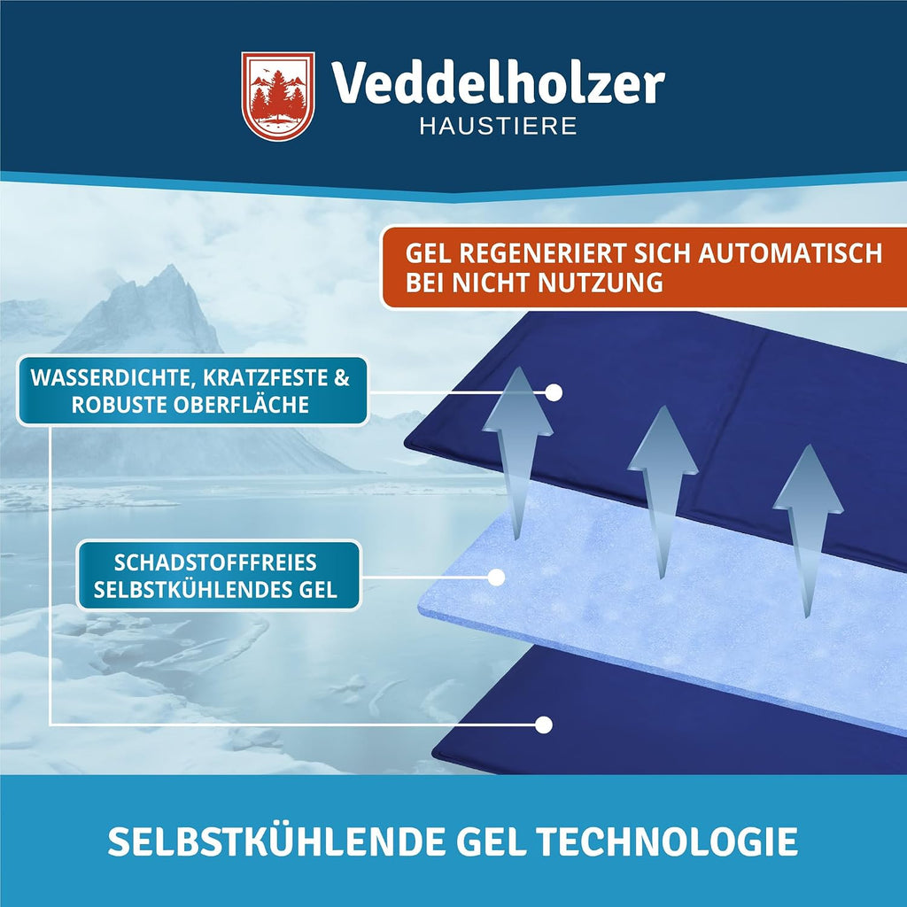 Veddelholzer Hundekuehlmatte 50-65 cm extra dick selbstkuehlend faltbar