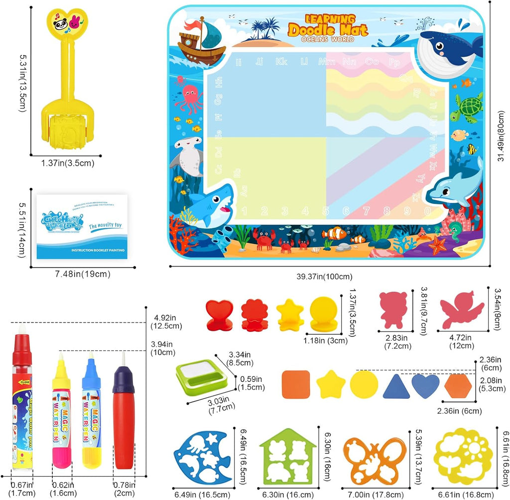 Wasser-Malmatte 100x80 cm wiederverwendbar fuer Kleinkinder ab 1 Jahr