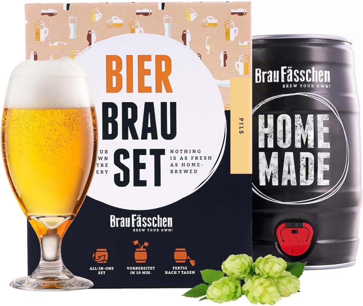 Braufaesschen Bierbrauset Pils 5 L Fass zum Selberbrauen Geschenk fuer Maenner