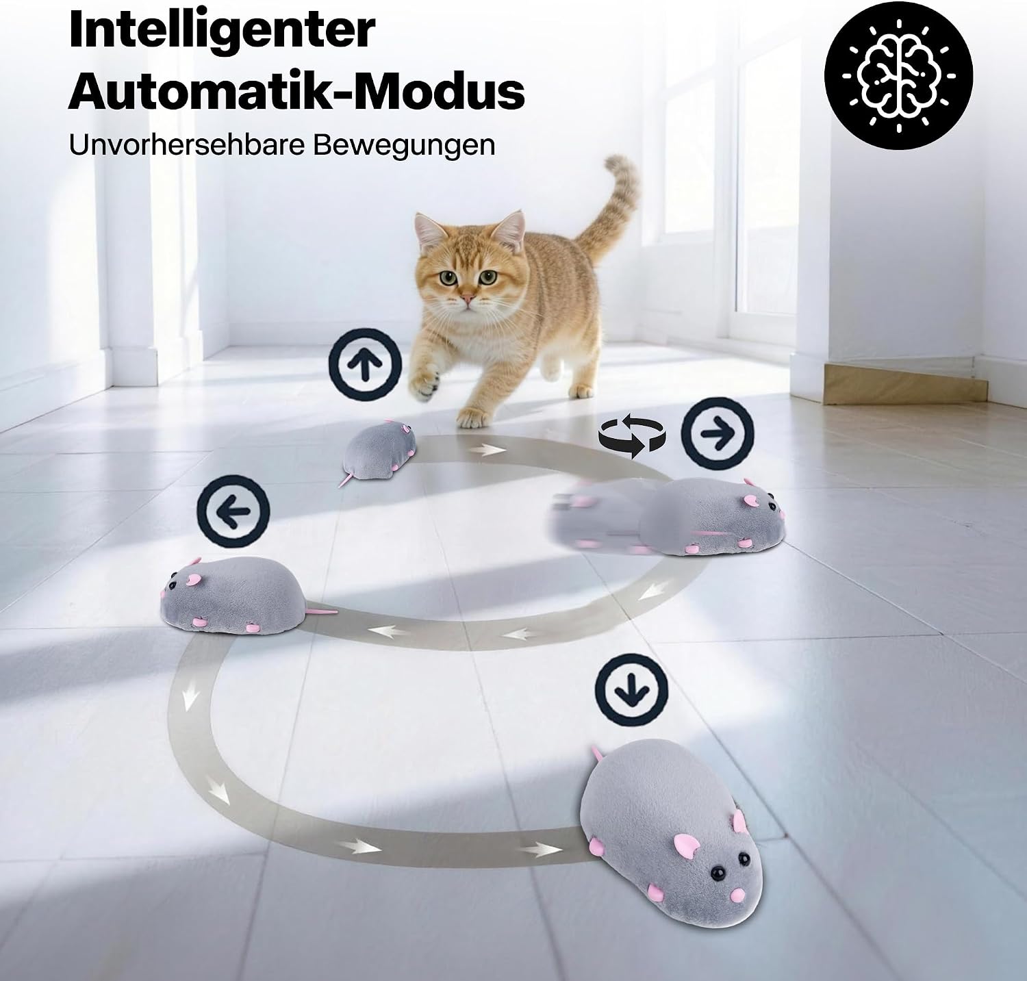 Interaktive elektrische Katzenmaus Katzenspielzeug Bewegliche Spielmaus