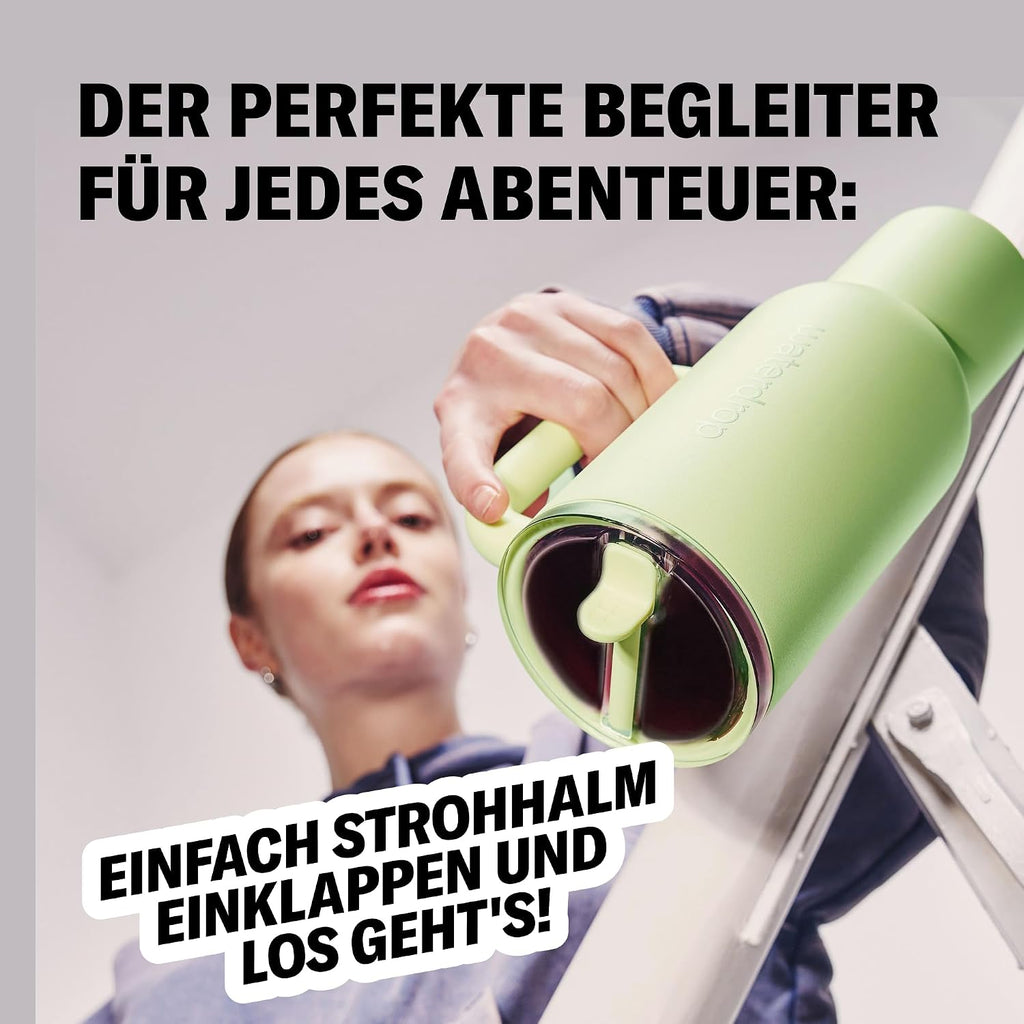 Waterdrop Thermobecher mit Strohhalm auslaufsicher robuste Trinkflasche