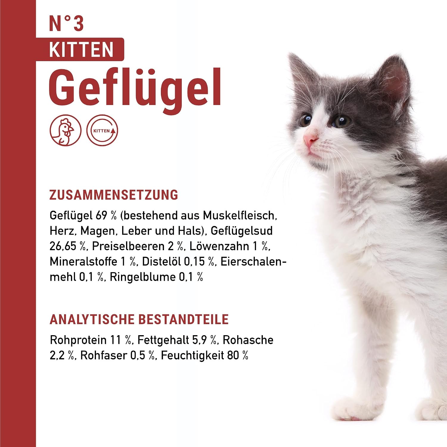 catz finefood Kitten Nassfutter 6x200g Multipack ohne Getreide Zucker