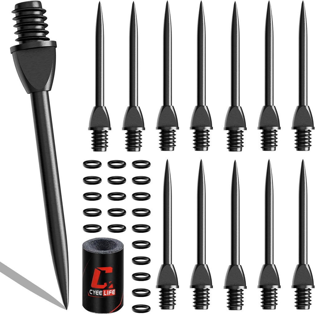 Cyeelife 12er Set Steel Dartspitzen 2BA mit Gummiringen und Spitzer